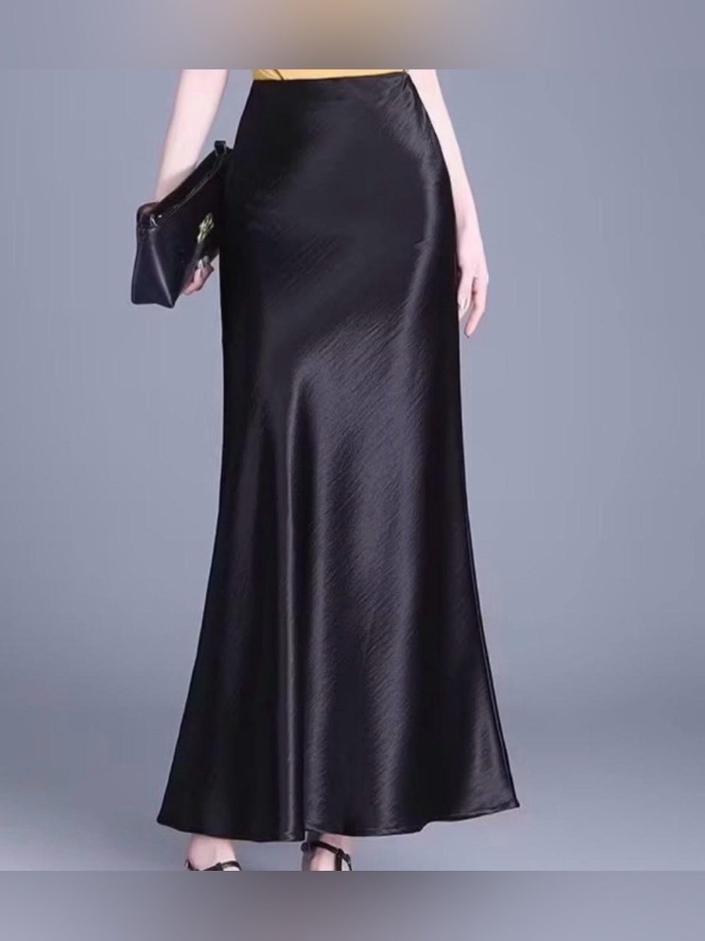 Black Satin Maxi Skirt